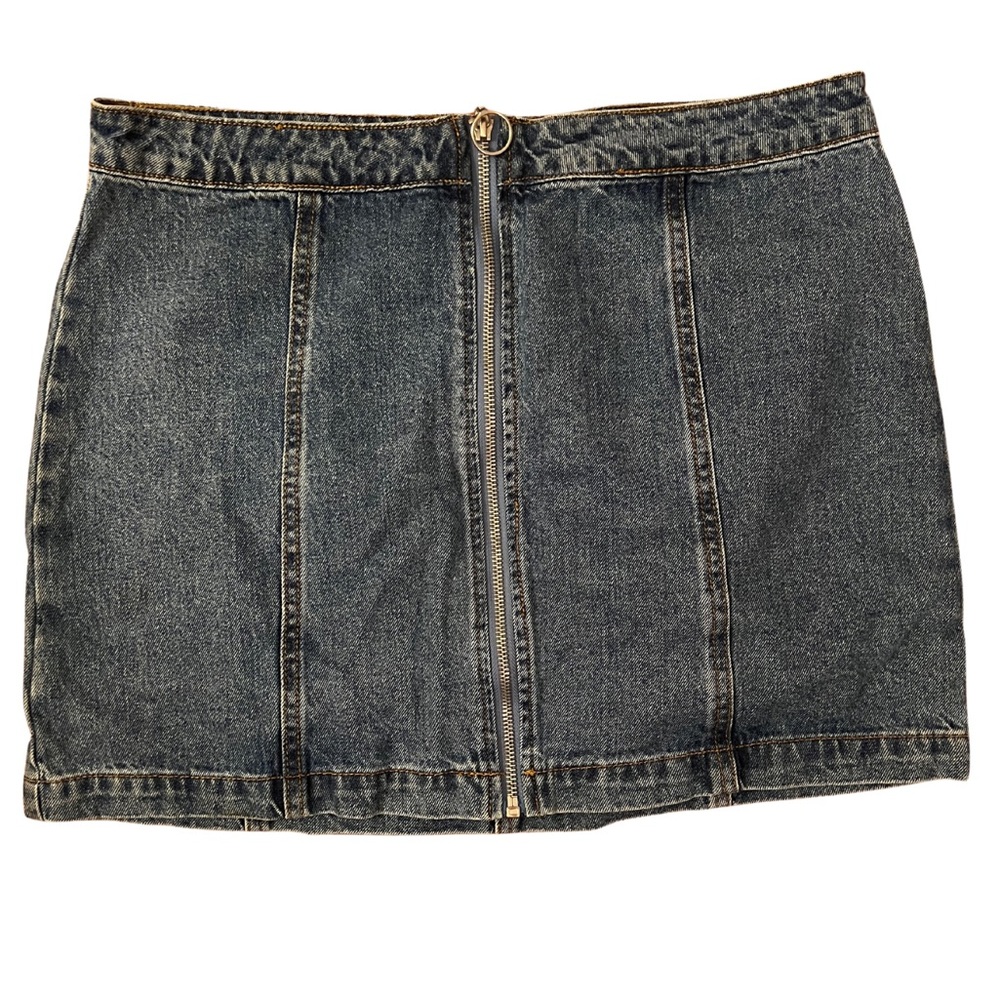 Front Zipper Jean Mini Skirt